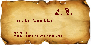 Ligeti Nanetta névjegykártya